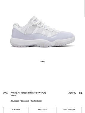 Jordan WMNS Air Jordan 11 Retro Low White/Pure Violet